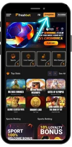 Page d'accueil du casino Freshbet