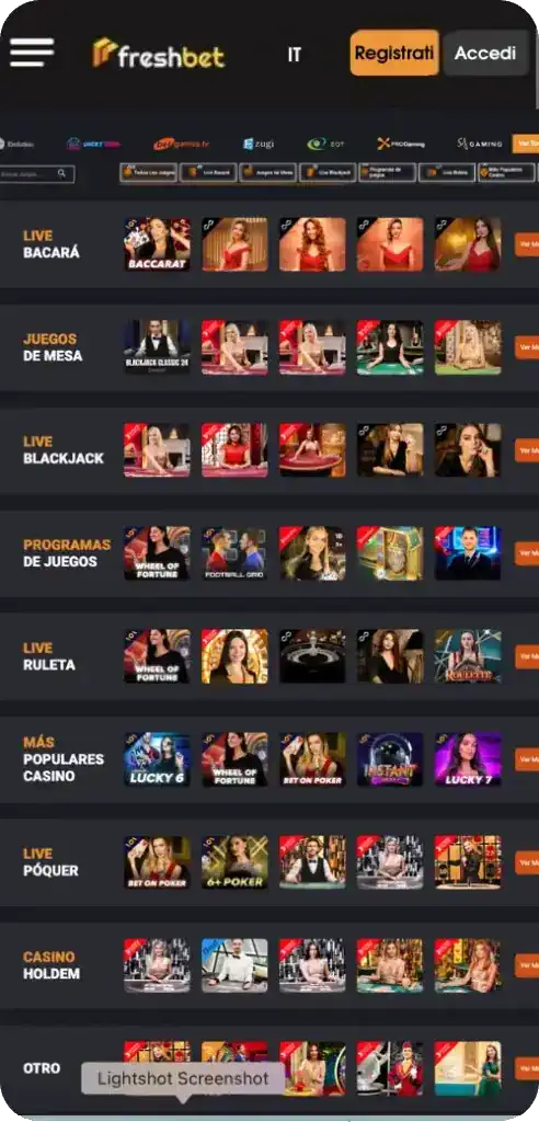 Casino dal vivo su Freshbet