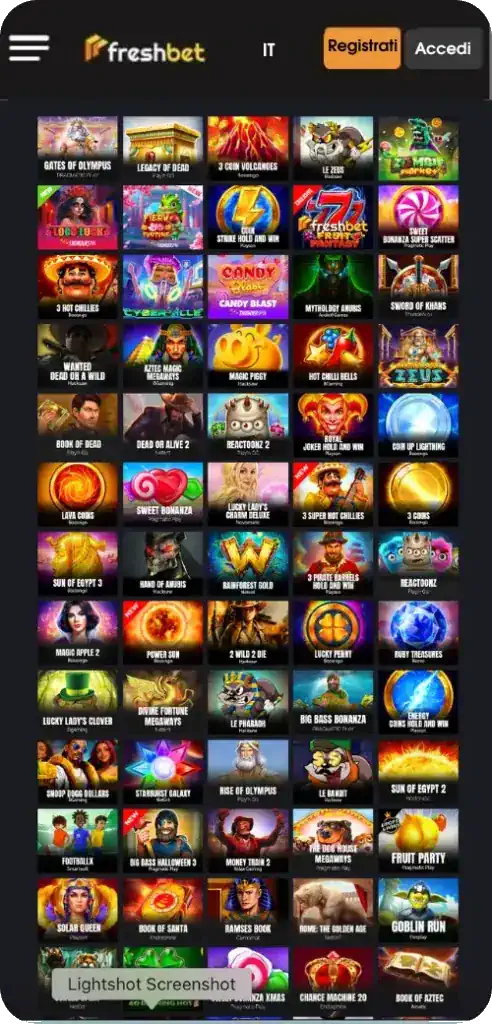 Elenco dei giochi da casinò sul sito ufficiale freshbet